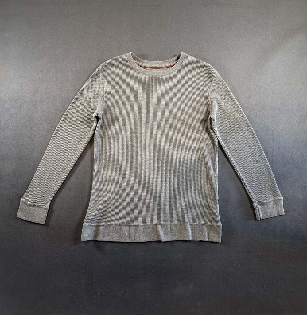 Outdoor Life Gray Waffle Thermal Long Sleeve Crewneck Shirt Size Medium